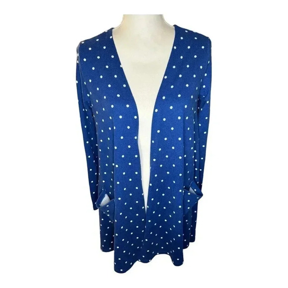 LuLaRoe‎ Size Small Blue & White Polka Dot Caroline Cardigan - Picture 1 of 5